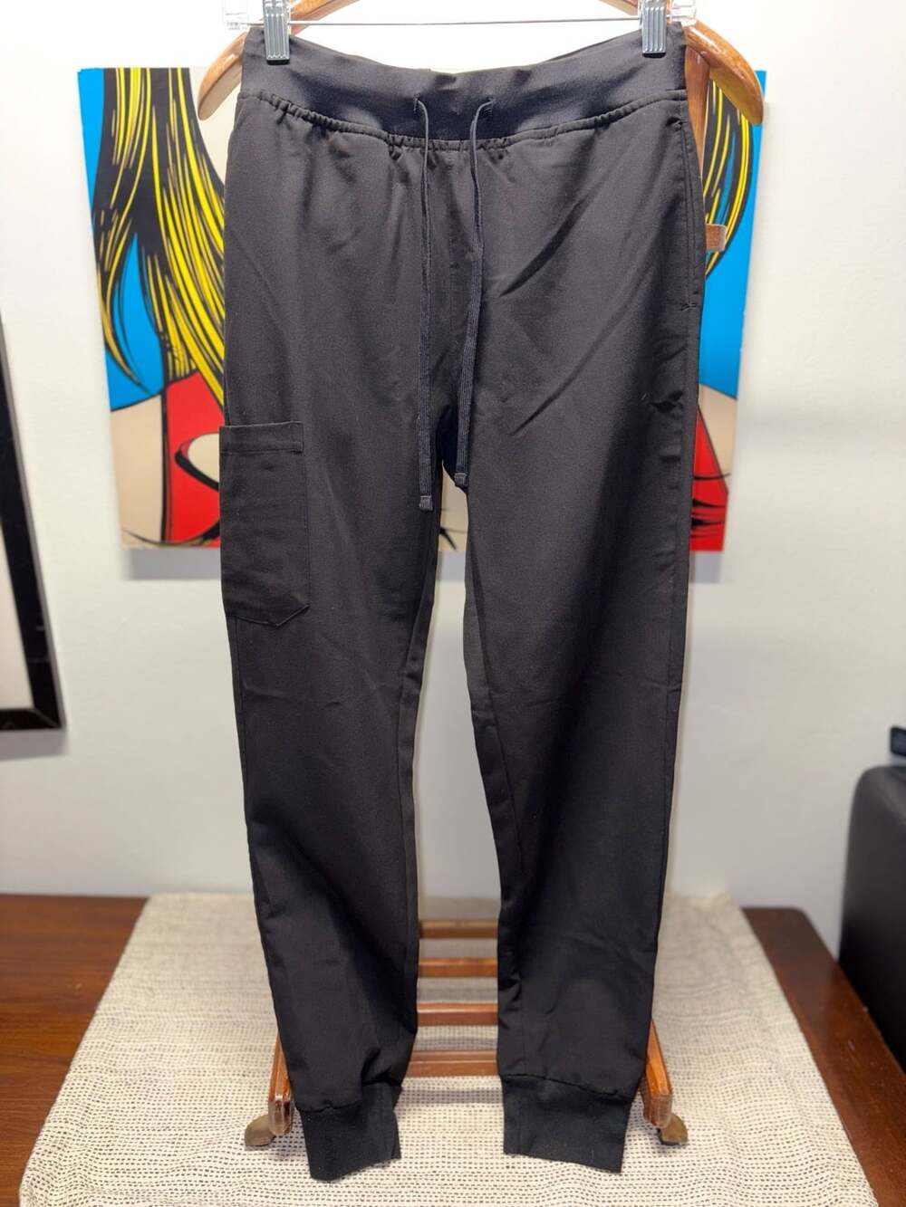 Mandala Scrub Joggers Size XS Black Cargo Pants Equa-Tek